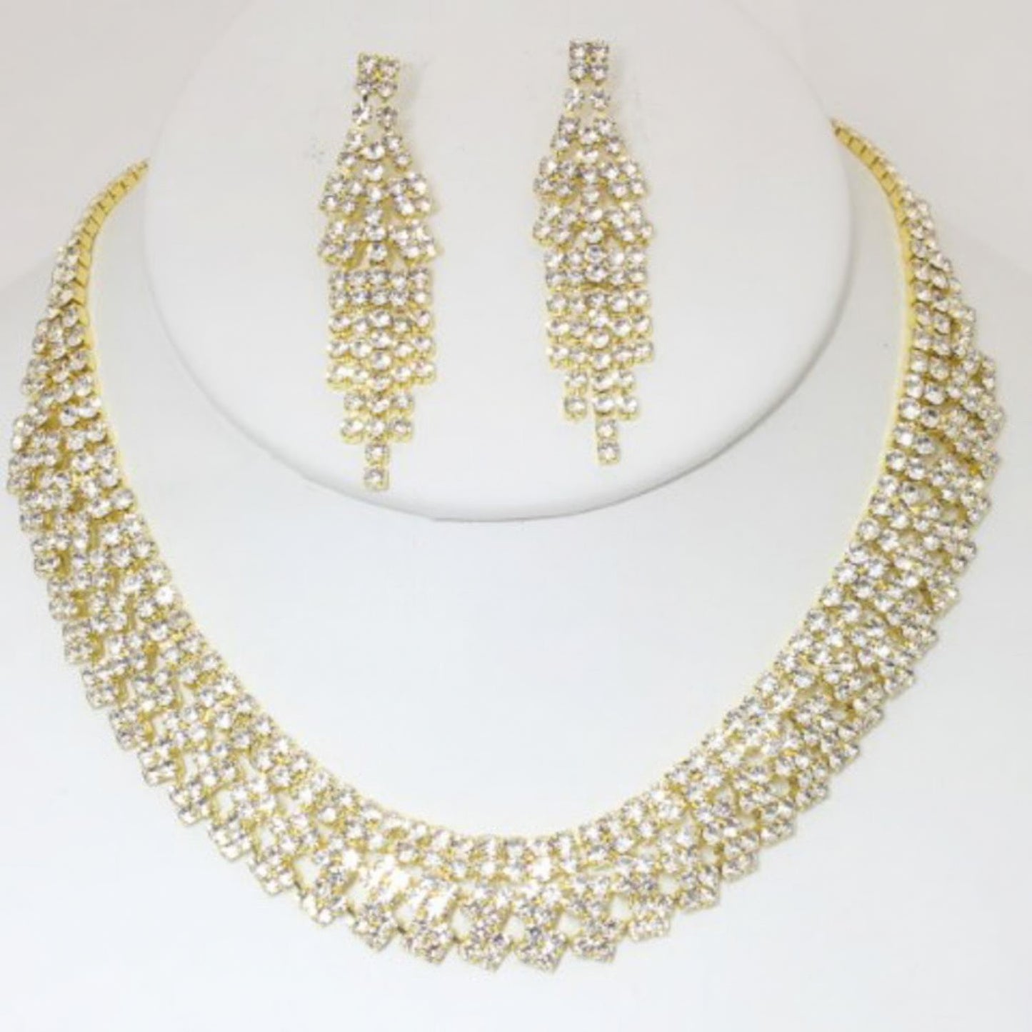 Radiant Rhinestone Necklace Earring Set - Donny's Angel