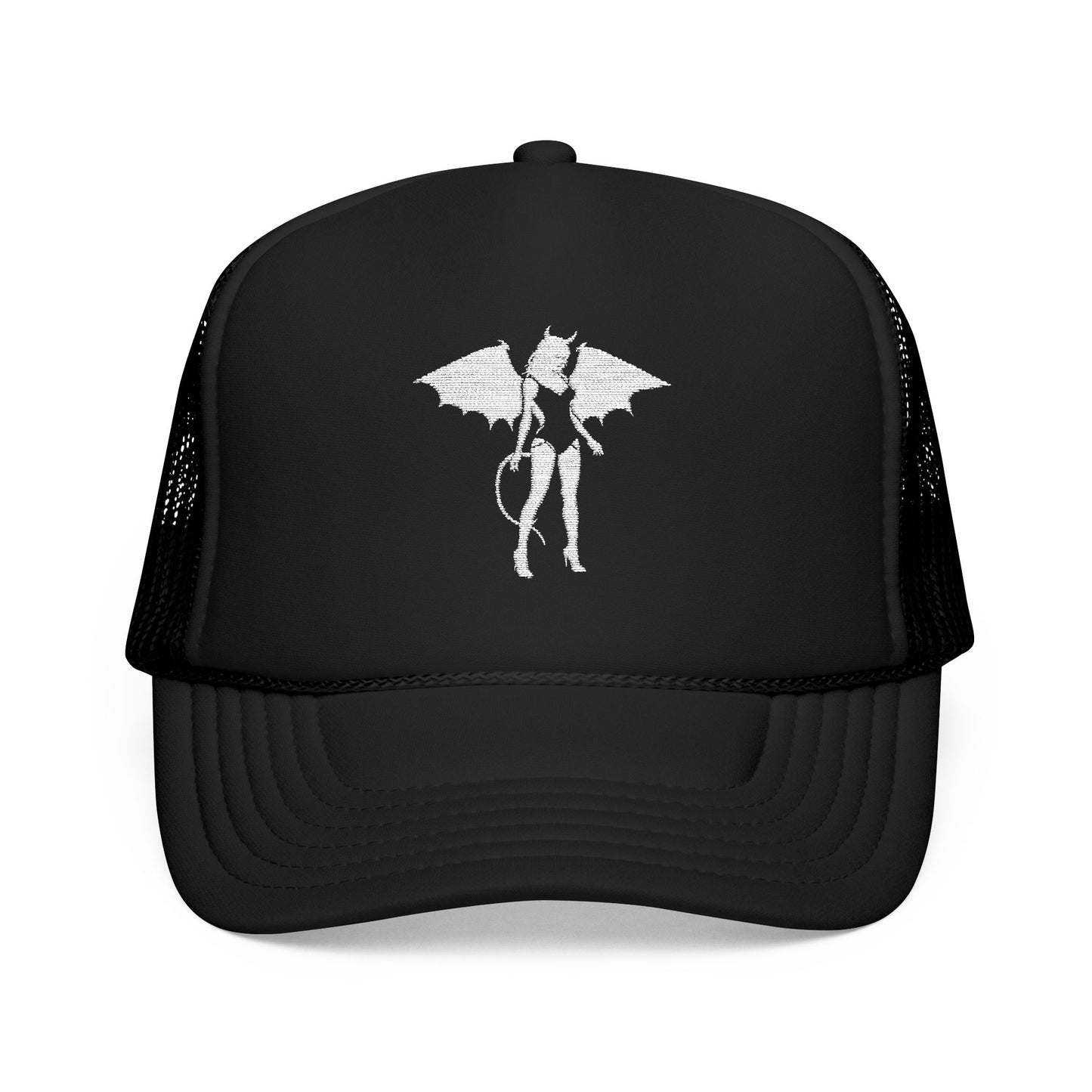 Donny's Devil Logo Embroidered Foam Trucker HatComfortable Adjustable fit