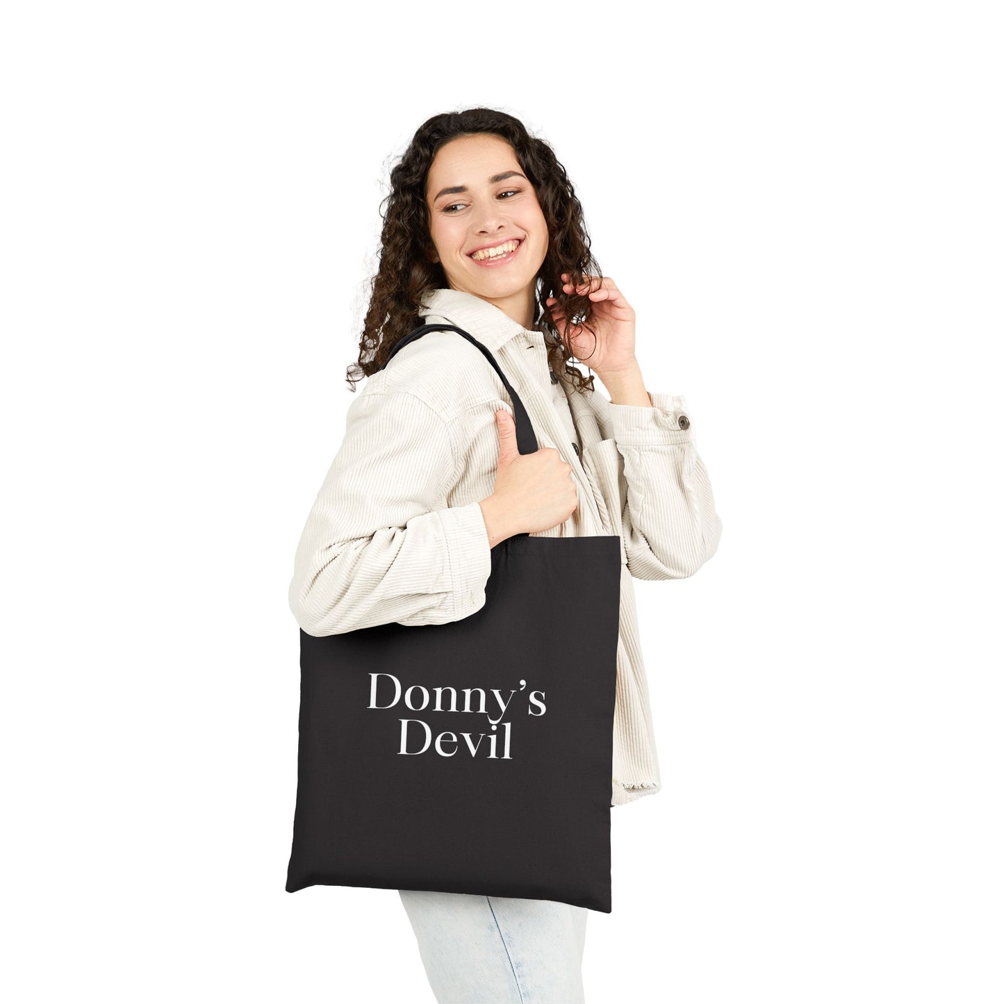 Devilish Cotton Canvas Tote Bag, Eco-Friendly Shopping Bag, Gothic Tote, Halloween Accessory, Gift for Her, Artist Tote