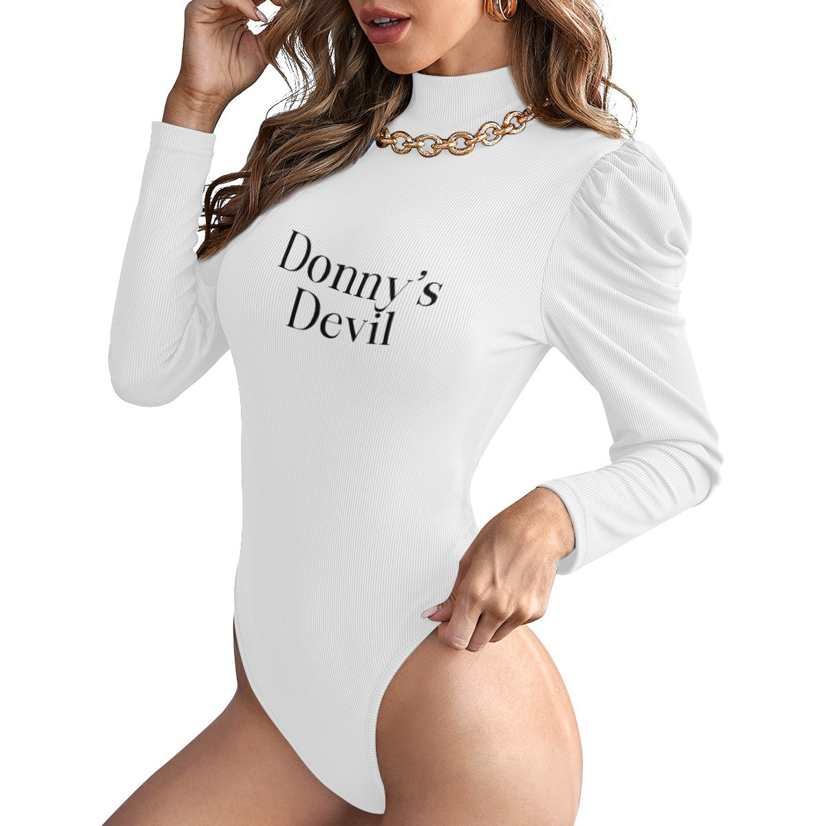 Donny's Devil Elegant Sleeve Turtleneck Bodysuit