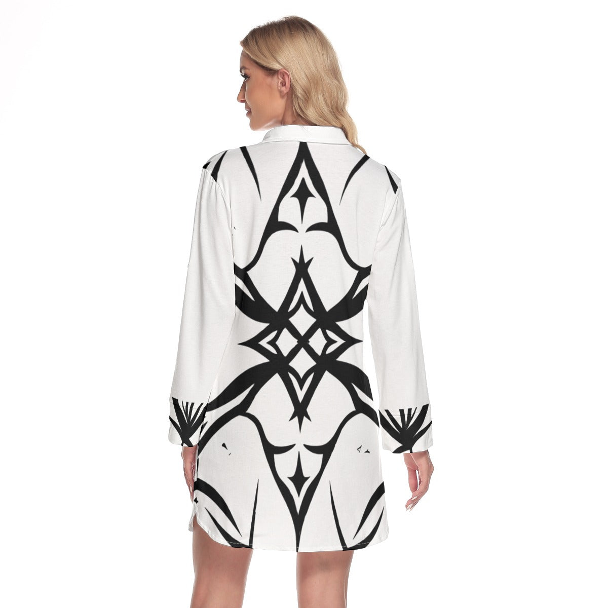 Pure Vessel Lapel Shirt Dress With Long Sleeve