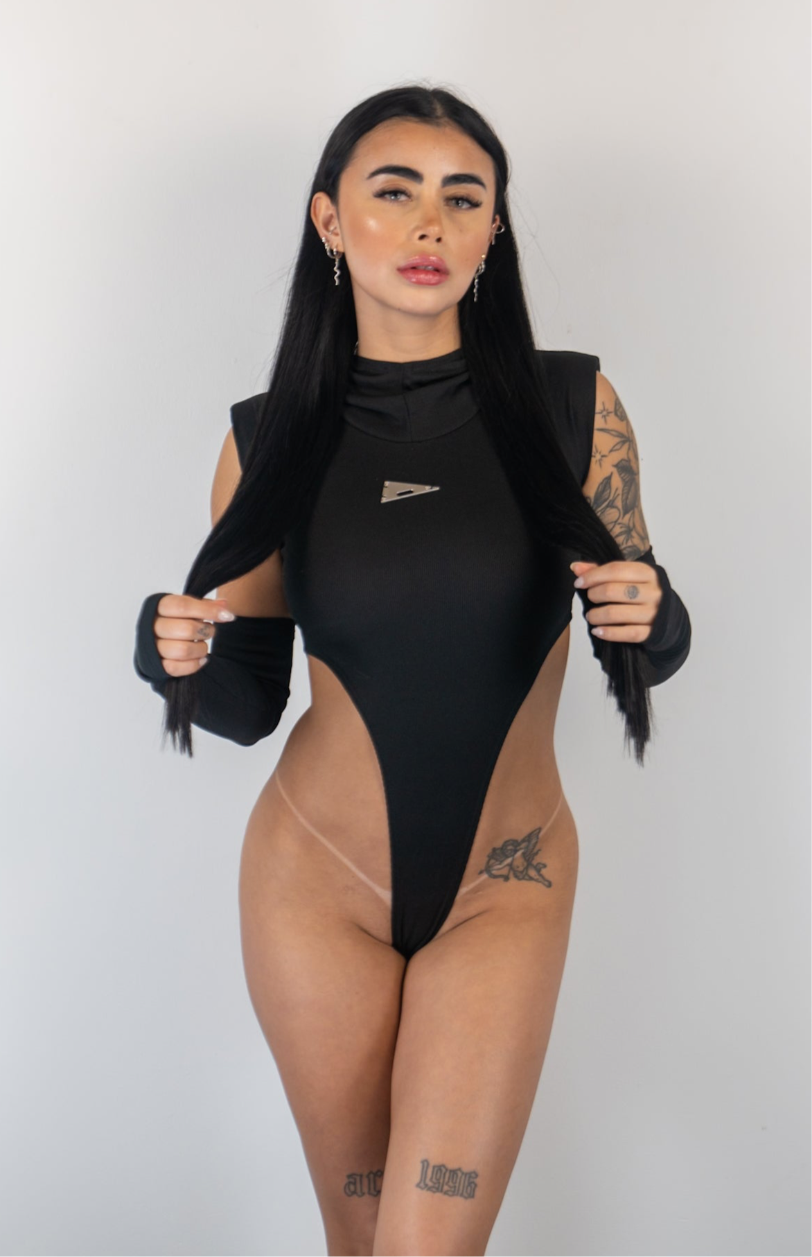 Hooded High Cut V Shape Bodysuit Combo - Donny's Angel