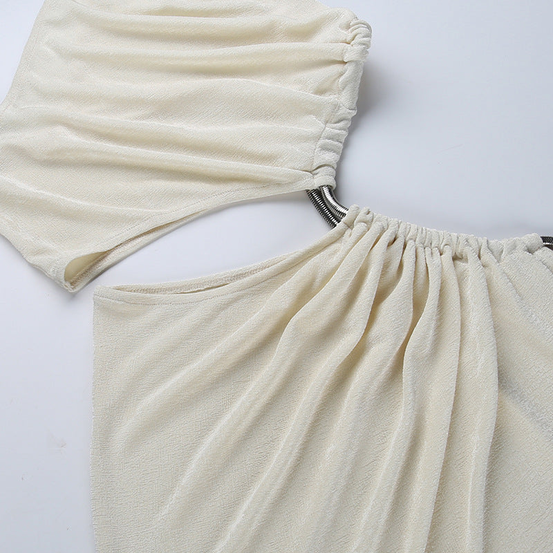 Goddess One Shoulder Diagonal Cutout Gown - Donny's Angel