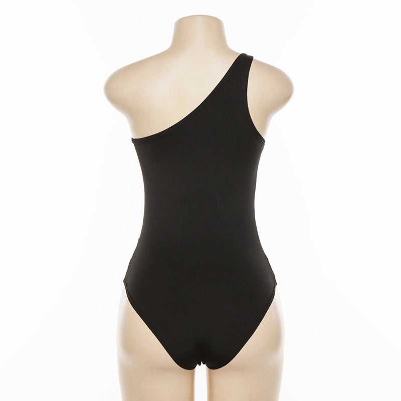 Alluring Asymmetrical mesh Panel swimsuit - Donny's Angel