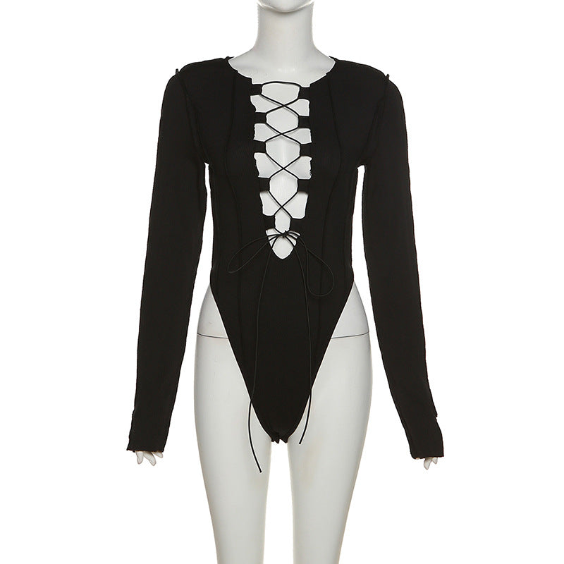 Sheath Hollow String Bodysuit - Donny's Angel