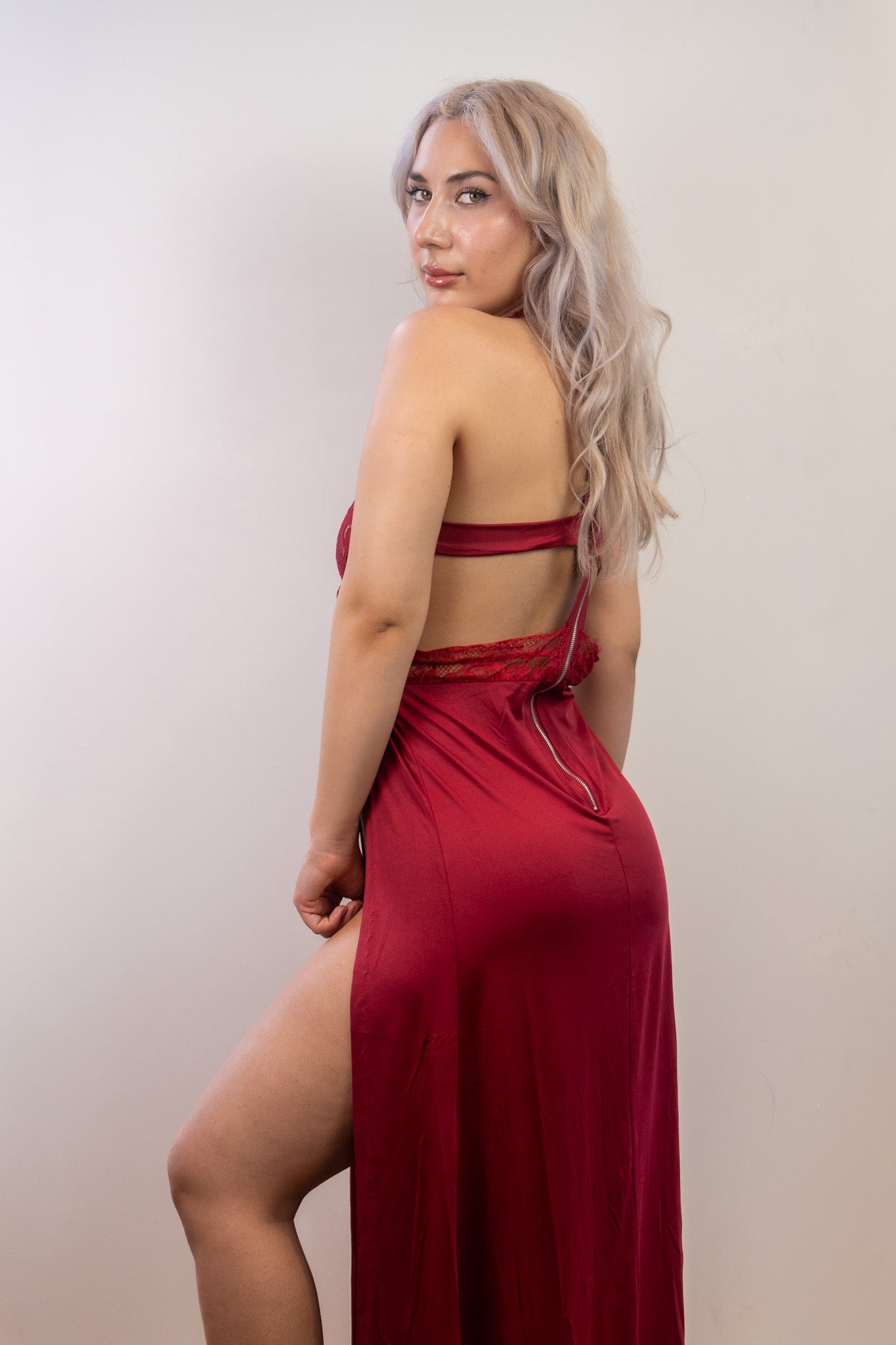 Celestial Lace Double High Slit Evening Dress - Donny's Angel