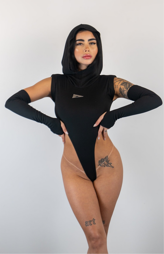 Hooded High Cut V Shape Bodysuit Combo - Donny's Angel