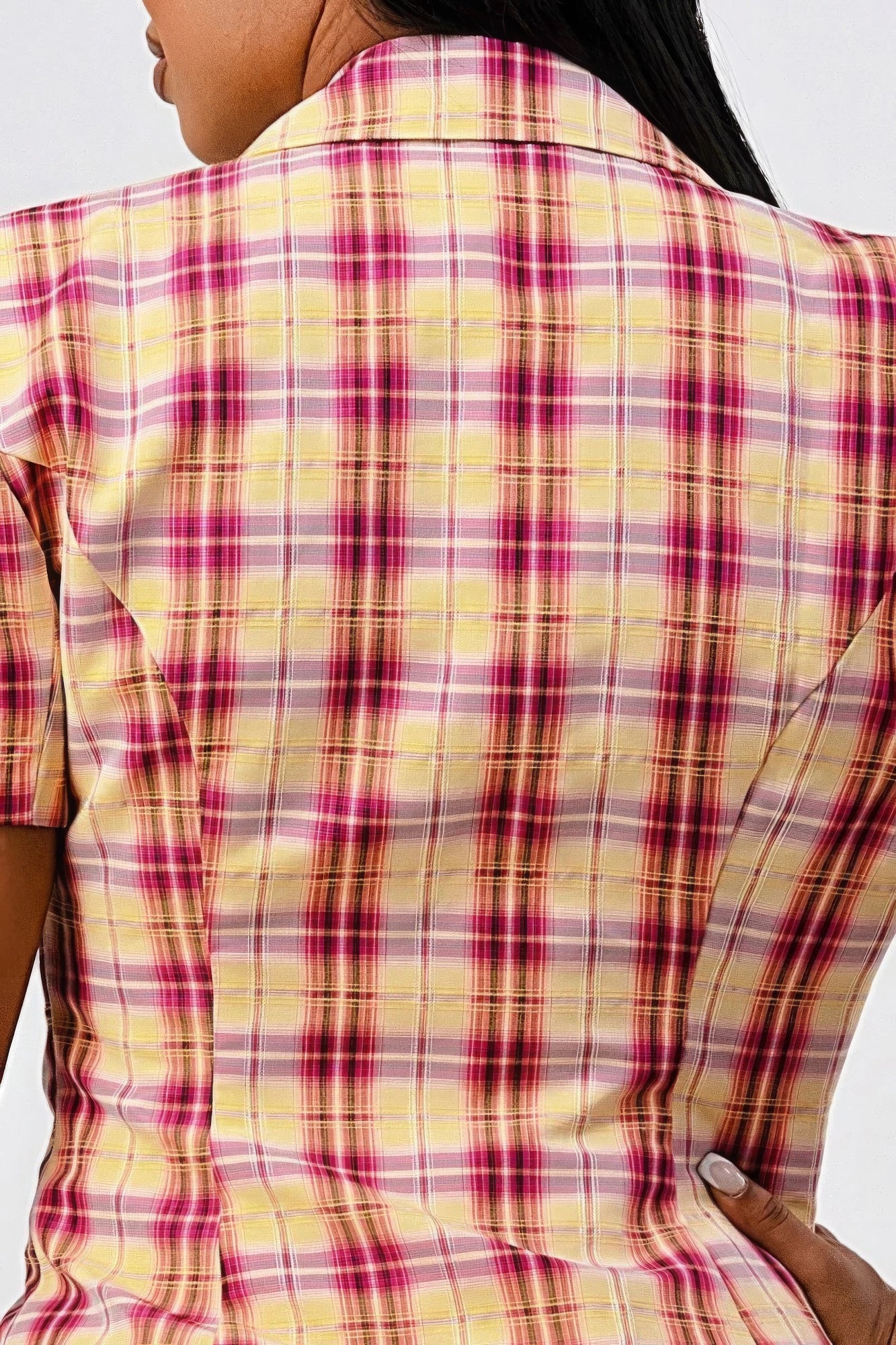 Wide Collared Double Breasted Plaid Blazer Mini Dress - Donny's Angel