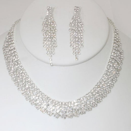 Radiant Rhinestone Necklace Earring Set - Donny's Angel