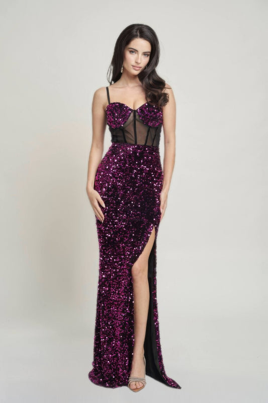 Shimmer Luxe Velvet Boned Maxi - Donny's Angel