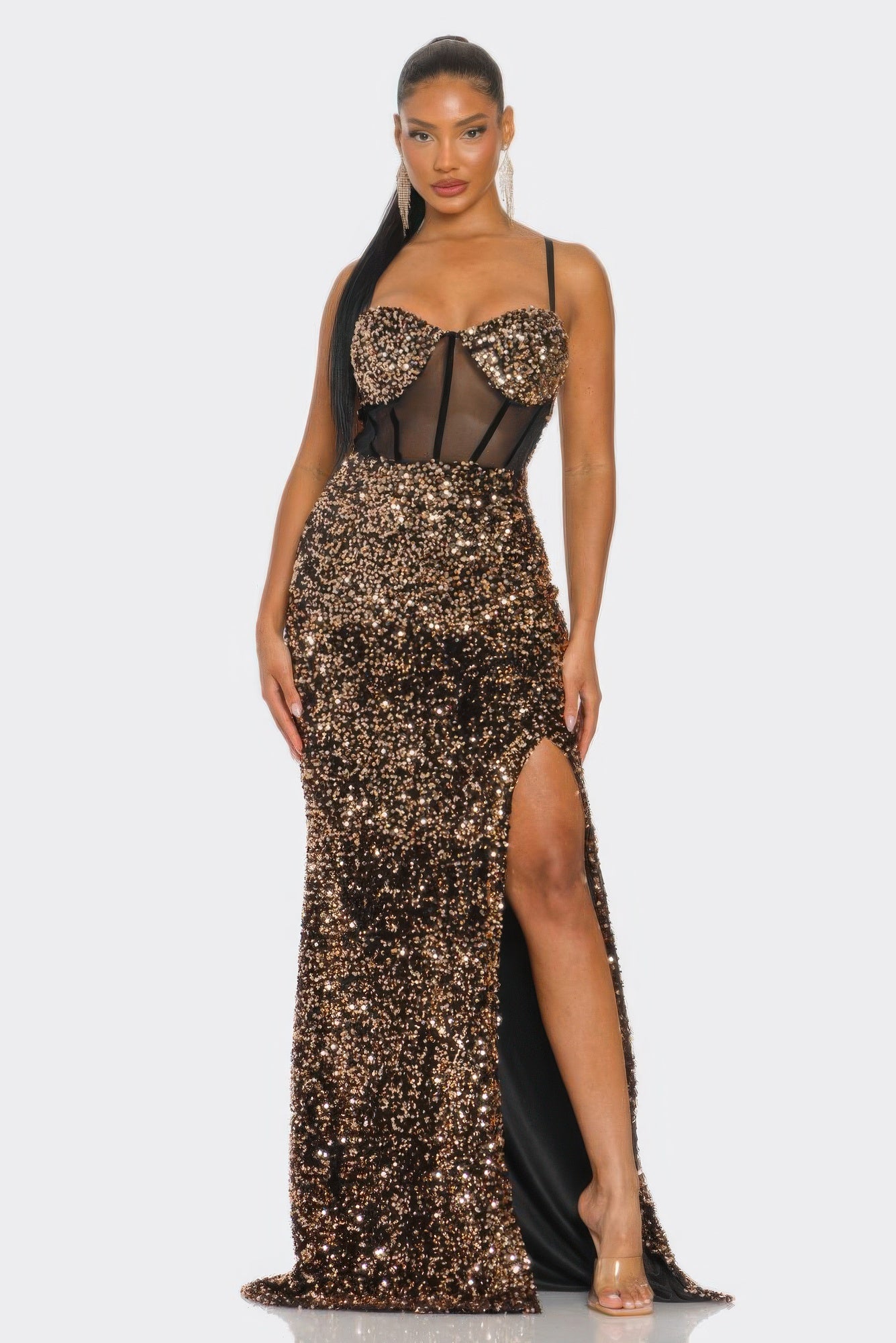Shimmer Luxe Velvet Boned Maxi - Donny's Angel