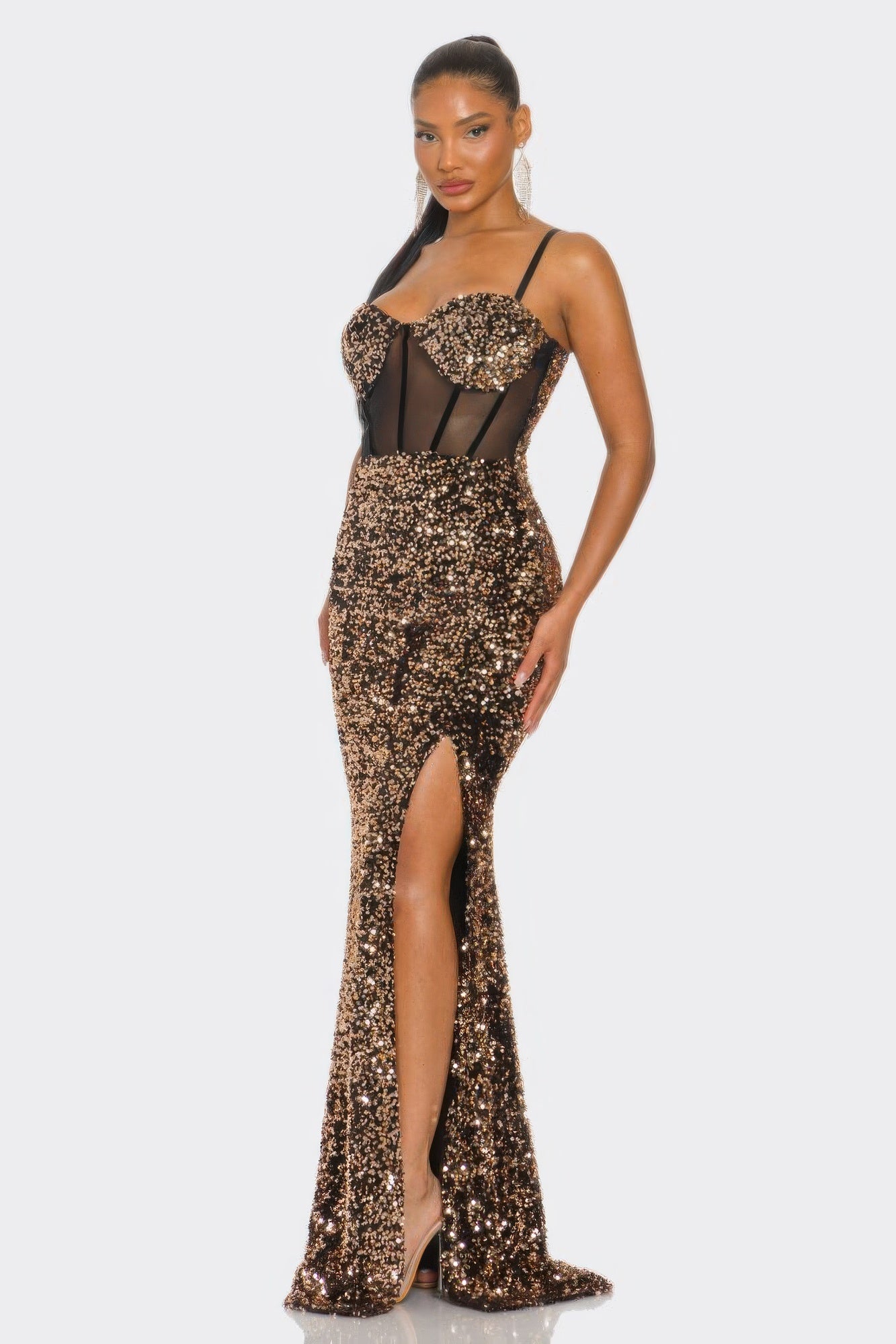 Shimmer Luxe Velvet Boned Maxi - Donny's Angel