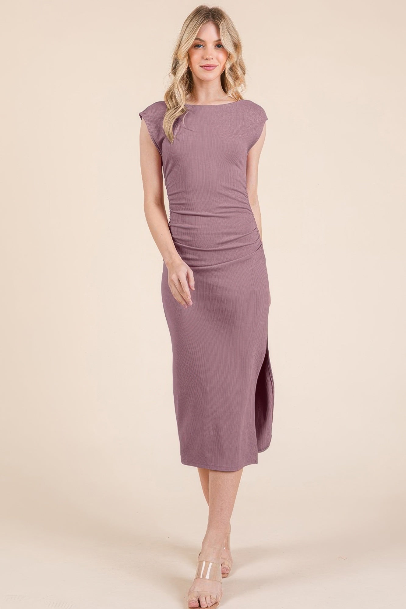 Cap Sleeve Boatneck Open Back Midi Dress - Donny's Angel