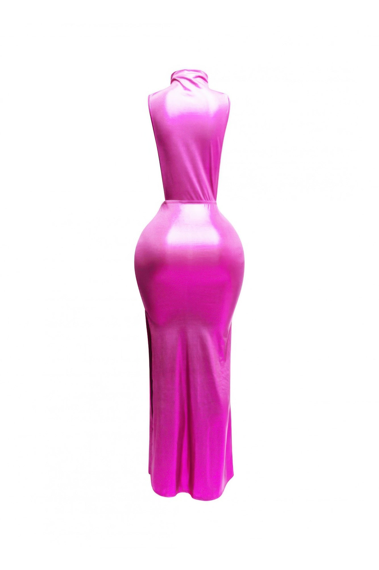 Glam High-Neck Side Cut Out Belted Dress - Donny's Angel