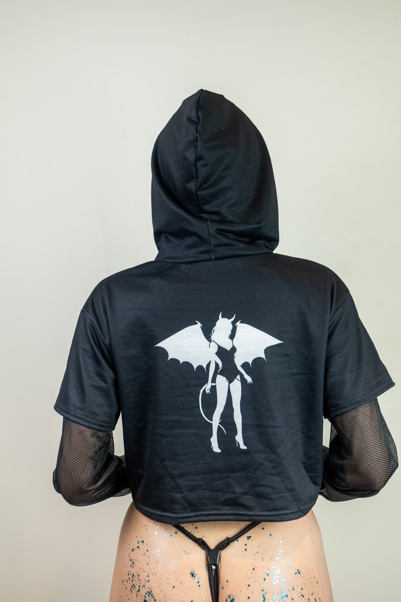 Donny's Devil Two-piece Mesh Sleeve Cropped Hoodie - Donny's Angel