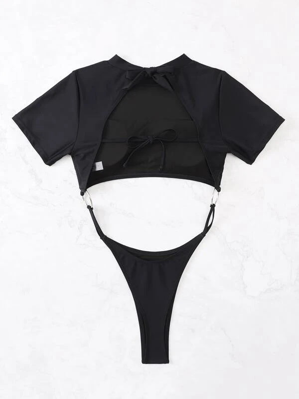 One-Piece Cut Out Combo Shirt Bikini