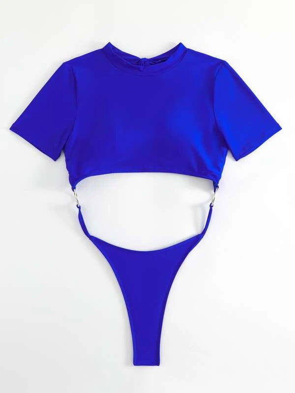 One-Piece Cut Out Combo Shirt Bikini