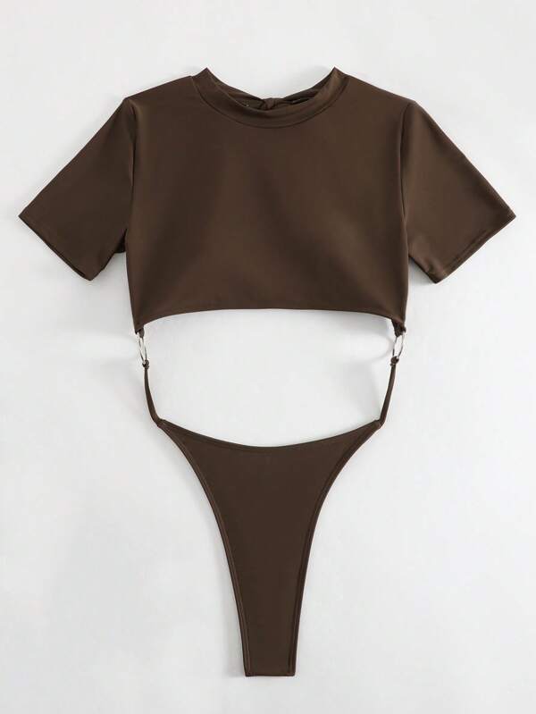 One-Piece Cut Out Combo Shirt Bikini