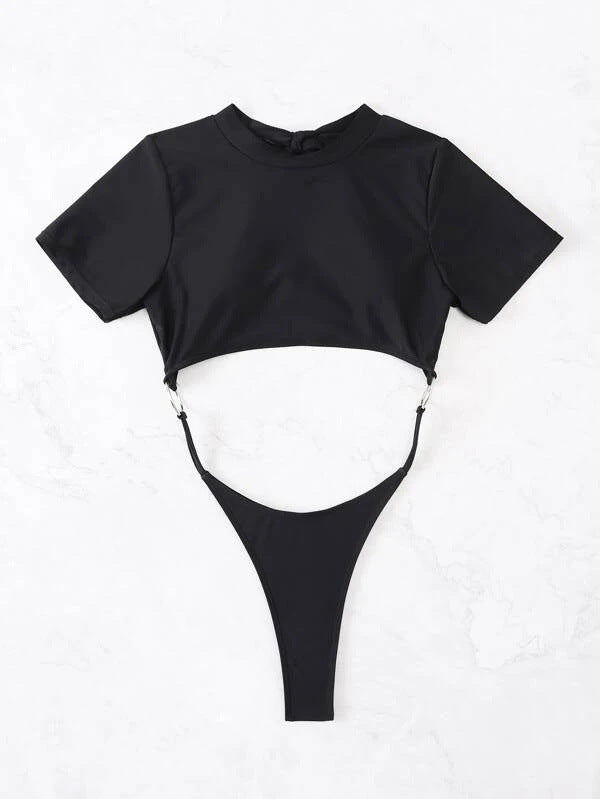 One-Piece Cut Out Combo Shirt Bikini