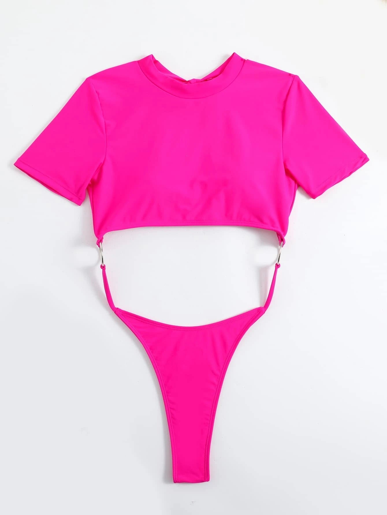 One-Piece Cut Out Combo Shirt Bikini