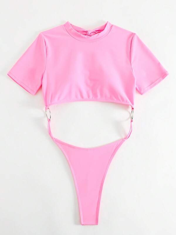 One-Piece Cut Out Combo Shirt Bikini