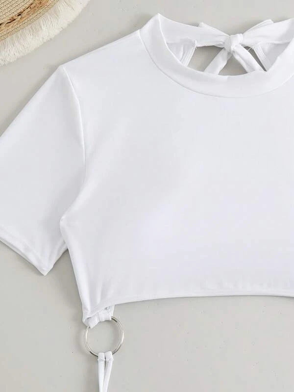 One-Piece Cut Out Combo Shirt Bikini