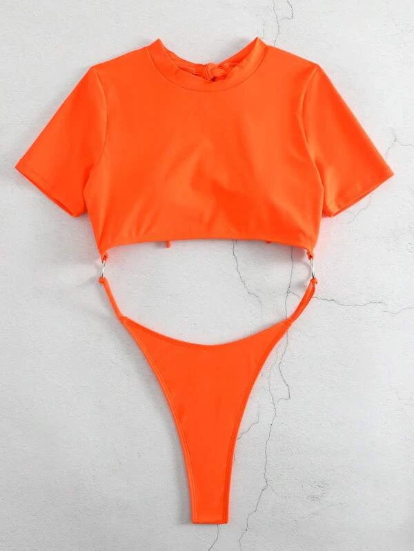 One-Piece Cut Out Combo Shirt Bikini