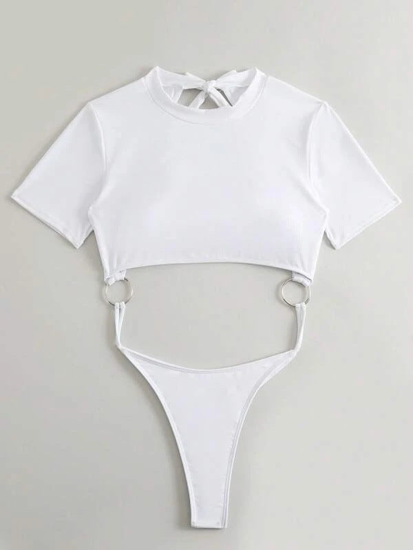 One-Piece Cut Out Combo Shirt Bikini
