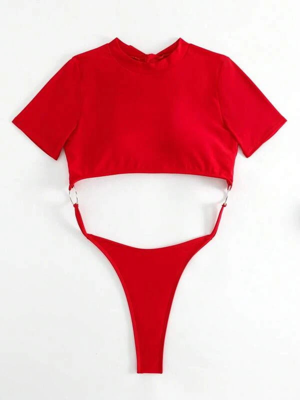 One-Piece Cut Out Combo Shirt Bikini