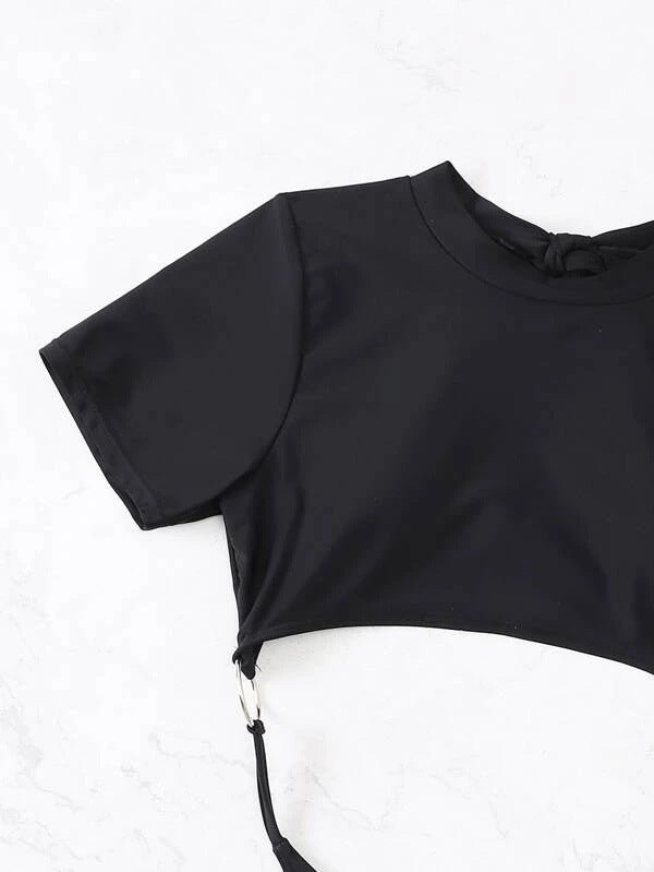 One-Piece Cut Out Combo Shirt Bikini