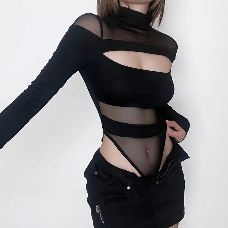 Sexy Hollow Mesh Combo Bodysuit - Donny's Angel