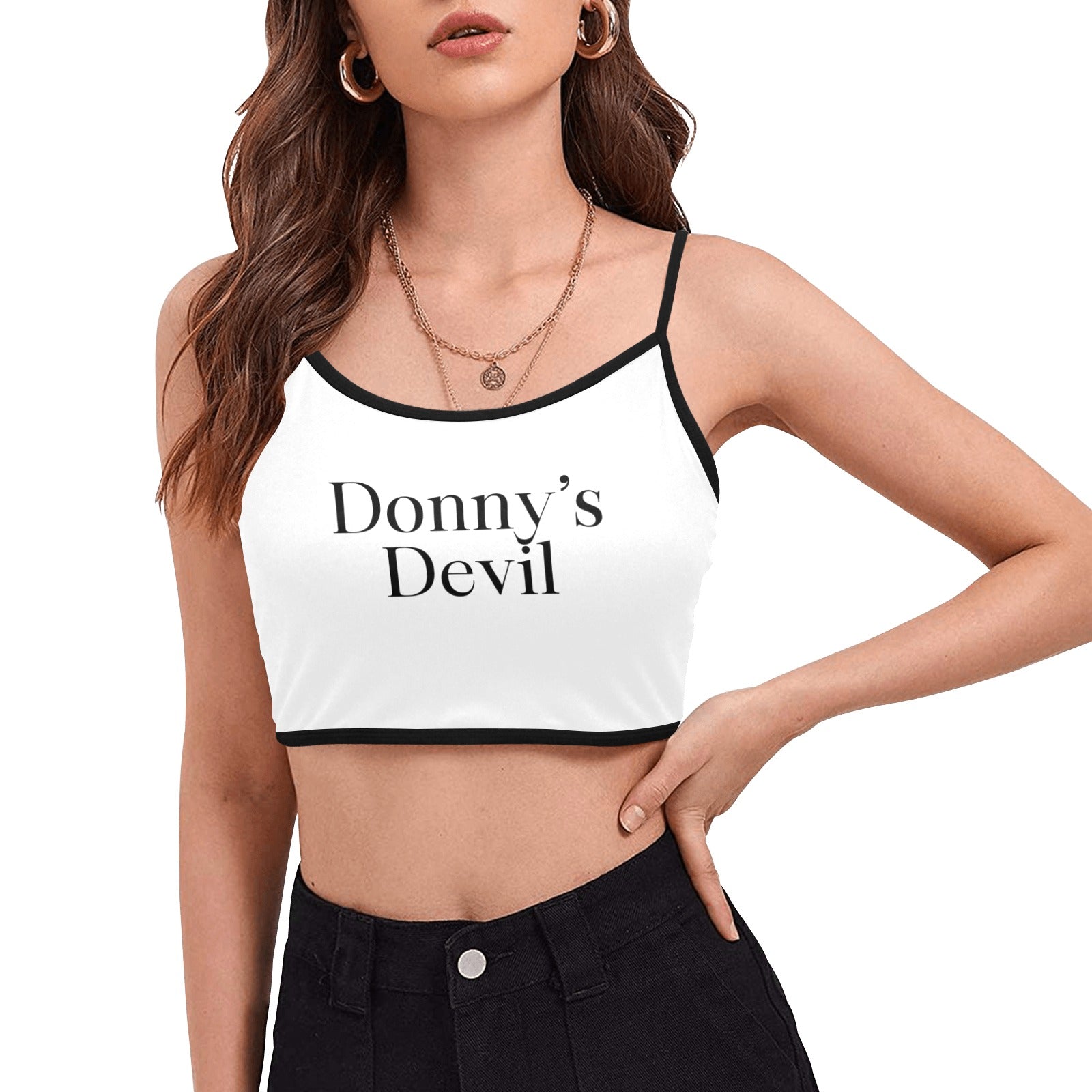 Donny's Devil Contrast Spaghetti Strap Crop Top - Donny's Angel